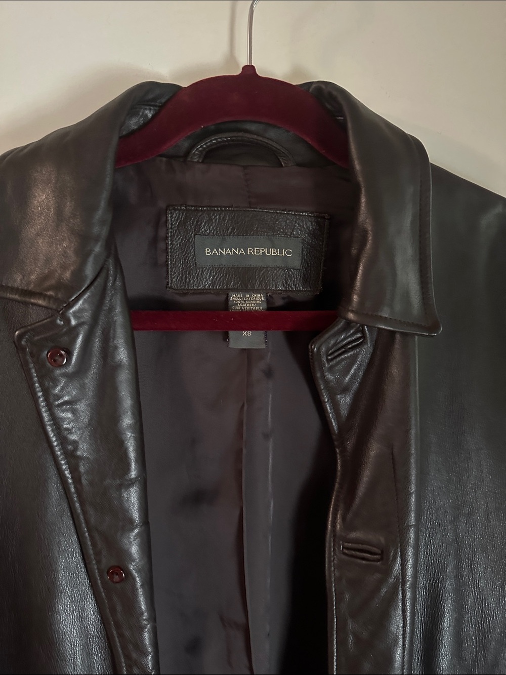 Banana Republic Men's Dark Brown Leather Bomber Jacket